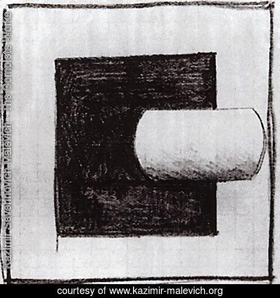 Black square and a white tube-shaped