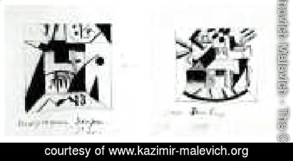 Kazimir Severinovich Malevich - Decor Sketches  For The Opera Victory  Over The Sun