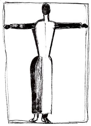 Kazimir Severinovich Malevich - Figure in the form of a cross with raised hands