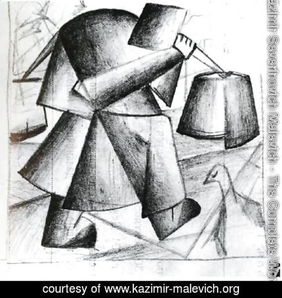 Kazimir Severinovich Malevich - Sketch to the Portrait of a Builder