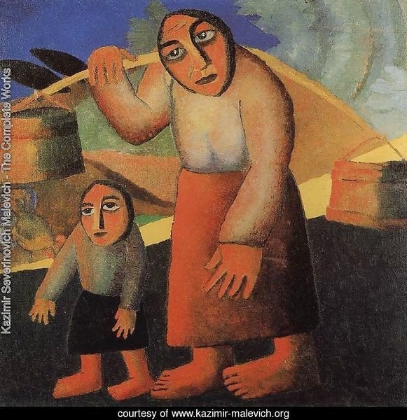 A Peasant Woman With Buckets And A Child